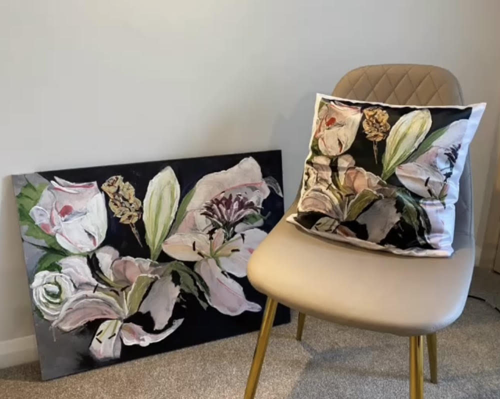 Floral Print Silky Satin Cushion Cover