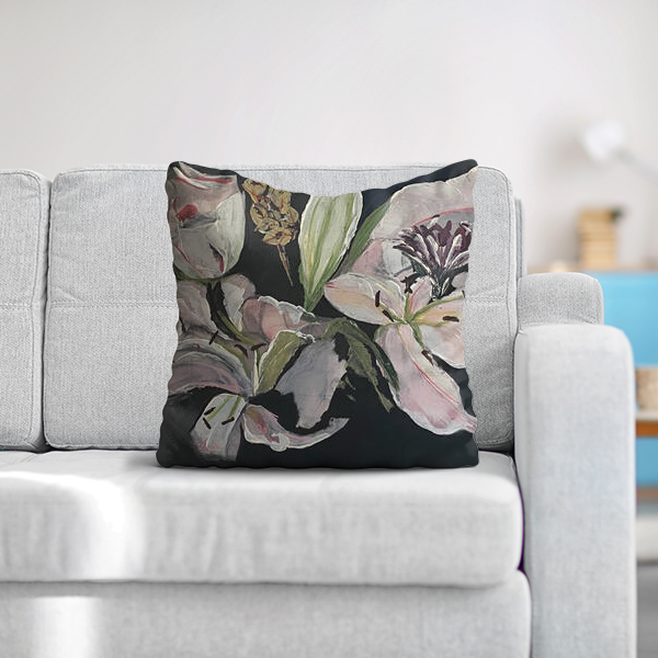 Floral Print Silky Satin Cushion Cover