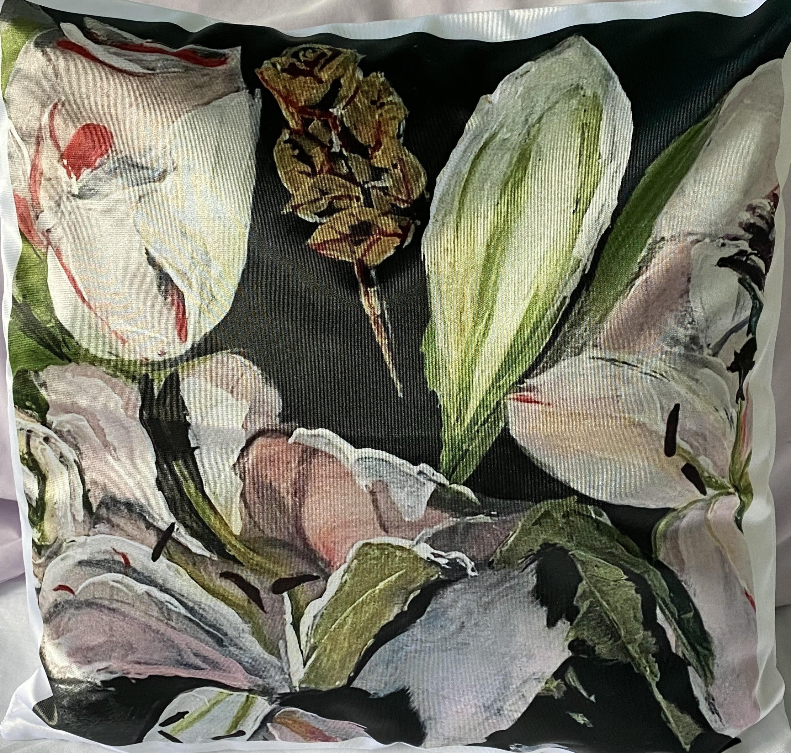 Floral Print Silky Satin Cushion Cover