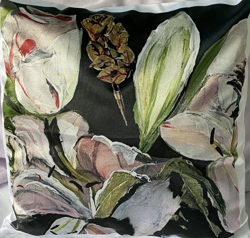 Floral Print Silky Satin Cushion Cover